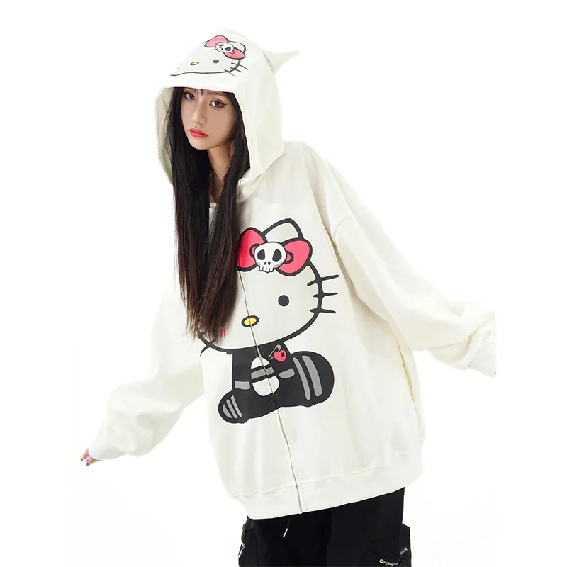 

Sanrio Hello Kitty Womens Pajamas Anime Y2K Girls Spring Autumn Japanese Long Sleeve Soft Student Home Wear Pajamas Bow Tie Gift