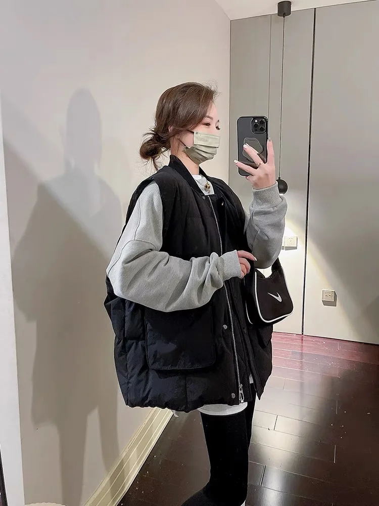 Winter Maternity Sleeveless Coats with Big Pockets Plus Size Pregnant Woman Vest Jackets Button Warm Padded Jacket Women Casual