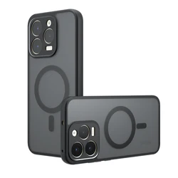 Enhanced Magnetic Frosted Bumper Case with Wireless Charging Compatibility for realme 15T (Black)