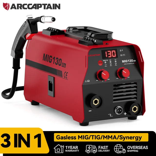 ARCCAPTAIN – Machine à souder semi-automatique Non gaz 3 en 1, outil de synchronisation MIG Lift Tig MMA avec fil fourré à Flux, 230V, 130a 1
