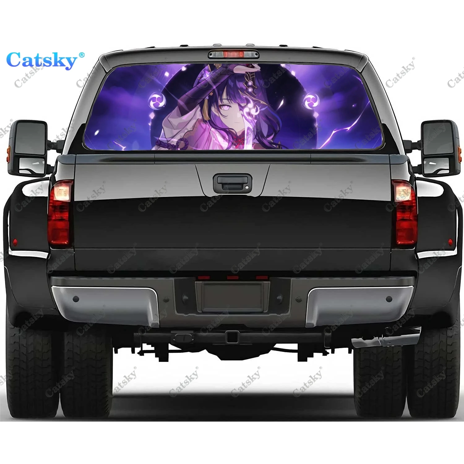 

Genshin Impact Raiden Shogun Rear Window Stickers Windshield Decal Steed Truck Rear Window Decal Tint Perforated Vinyl Graphic