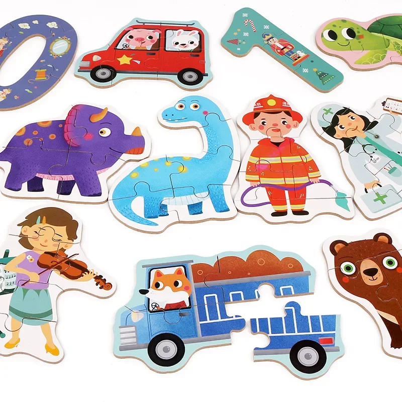 Large Size Jigsaw Puzzle Dinosaur Fruit Vehicle Children Learning Educational Toys Puzzles for Kids Montessori Games 4