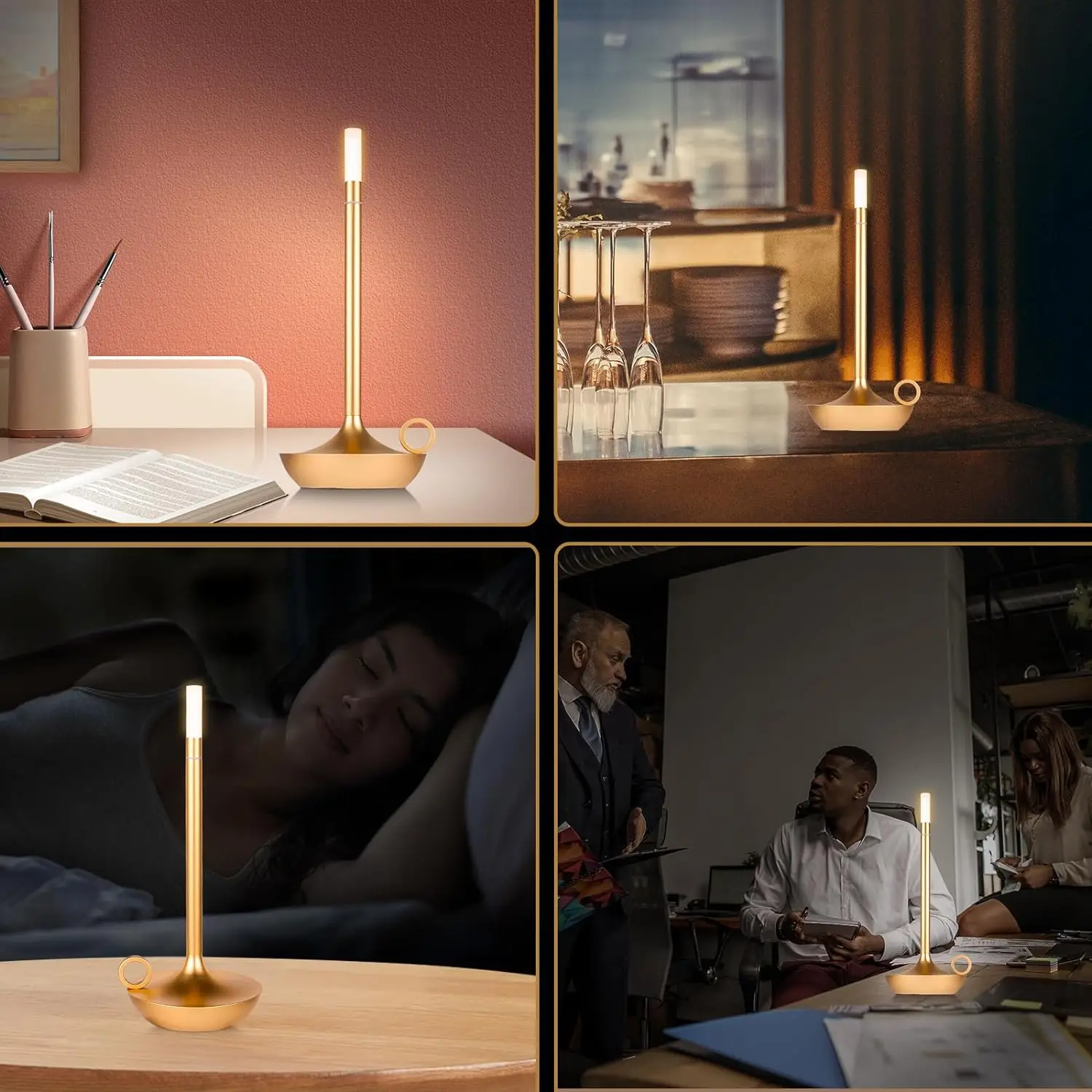 Rechargeable Table Lamp Touch Sensor Desktop LED Night Light Wireless Reading Lamp for Restaurant Hotel Bar Bedroom Decor Light 5