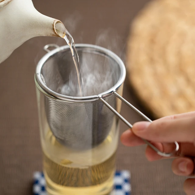 Tea -Infúziós Fogantyúval Finom Háló Újrafelhasználható Tealevél -Szűrő Kávé Liszt Szűrő Kézi Szite Teáskanna Konyhai Kiegészítőkhöz - Image 4
