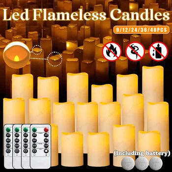 9-48Pcs Led Candles Flameless Candles For Wedding Electric Flickering Candle With Remote Control Home Decor Candlelight Concert 1