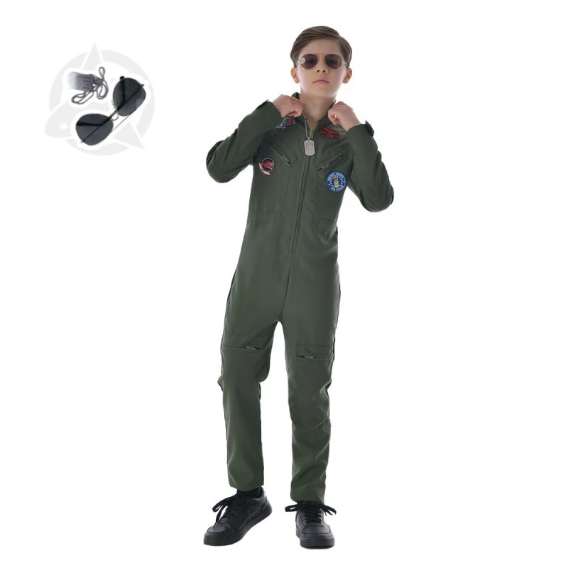 Children Boys Movie Top Gun Cosplay Military Pilot Costume For Kids