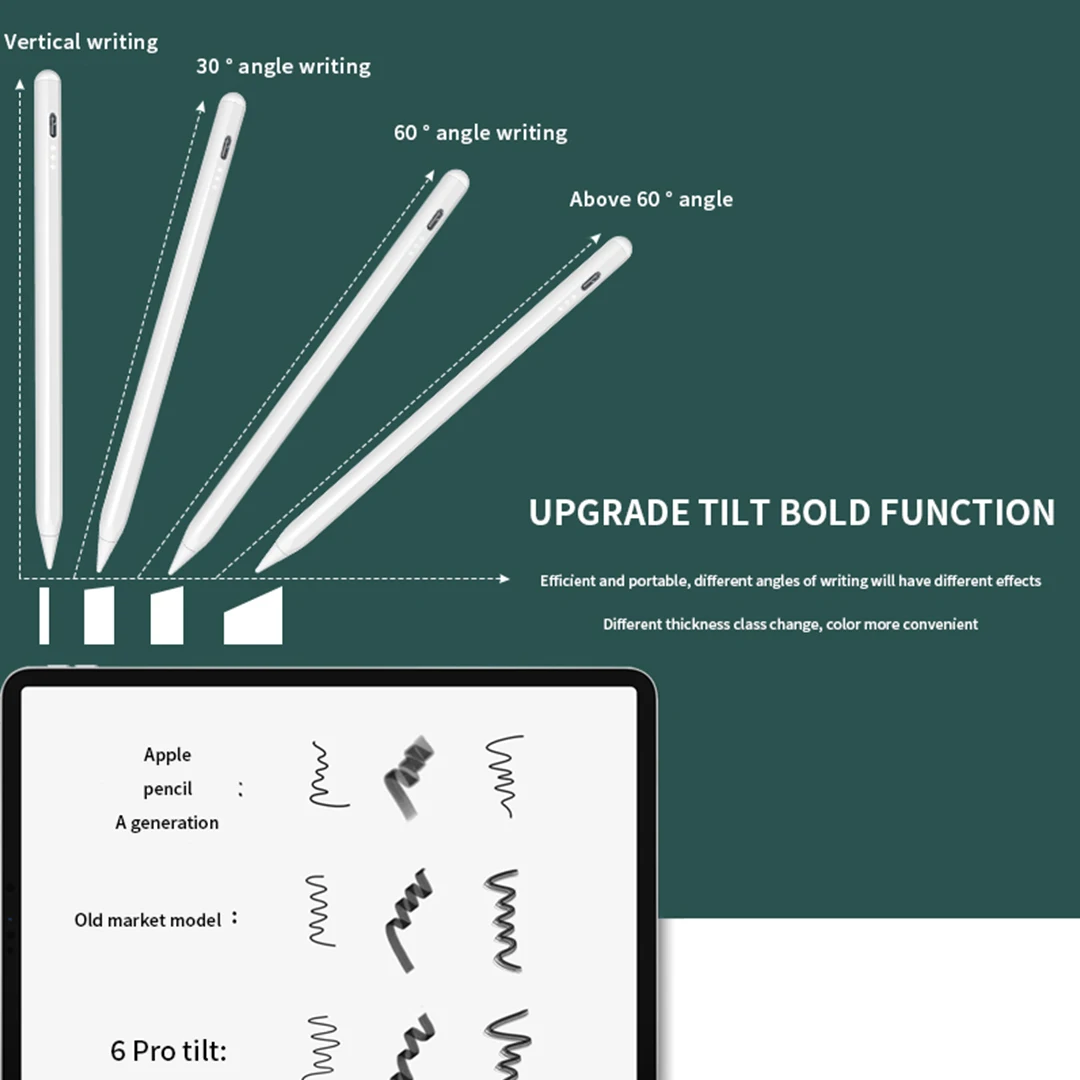 Appl Pencil Origin 스타일러스 펜 iPad 펜용 Apple Pencil 2 1 배터리 디스플레이 알림 틸트 팜 거부 USB Type-C 충전