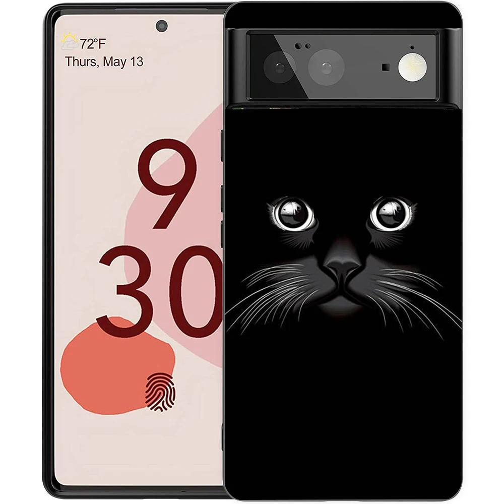 Black Cat Staring Eye Shockproof Silicone Phone Case Cover
