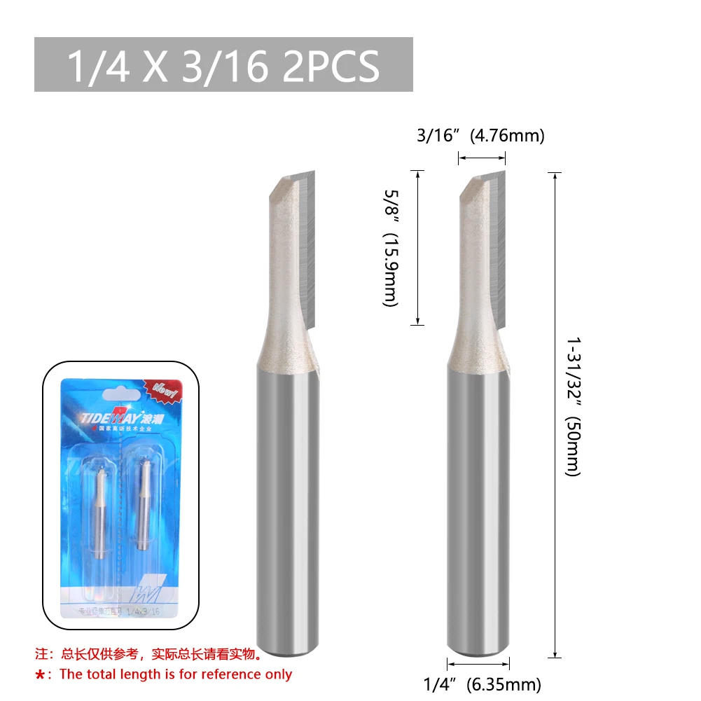 Tideway Straight Router Bits Schaft Doppel flöte Tauch fräser Hartmetall Holz bearbeitung Trimmen Schlitz werkzeug – Detail 4