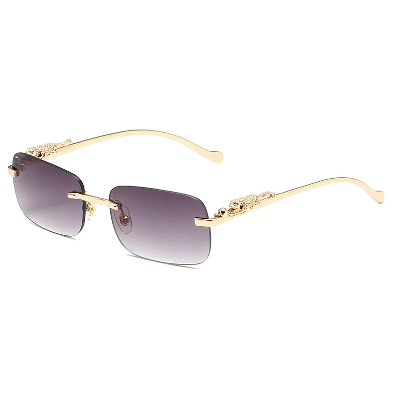 Randlose Metall-Sonnenbrille in Quadratform für Damen und Herren, Hochwertige Trend-Luxus-Sonnenbrille zum Ausgehen und Einkaufen, Unisex-Brillen – Detail 6