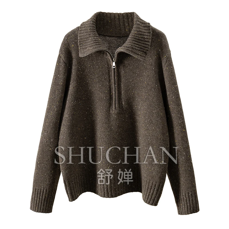 

SHUCHAN 100% wool Fancy yarn Loose Fit casacos de inverno feminino winter clothes women sweaters sueter mujer