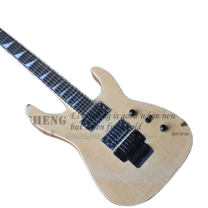 

Wooden electric guitar Jack Guitar Mahogany body flamed maple top Rosewood groove fan fingerboard tremolo bridge