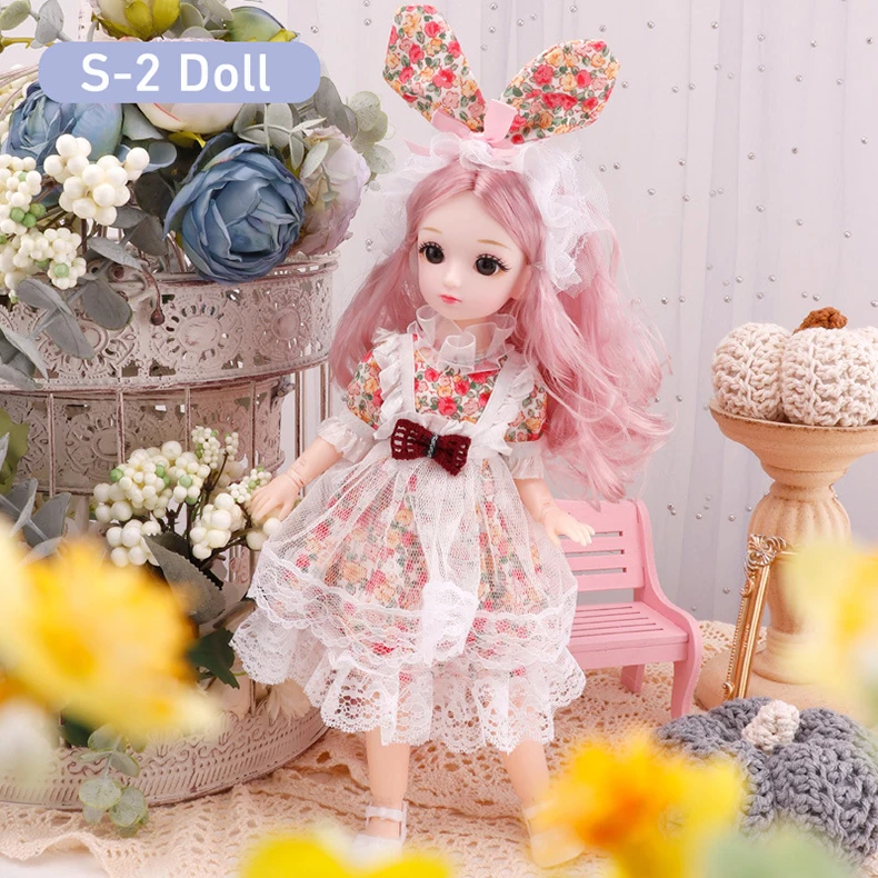 12 Zoll Anime bjd Puppe Kinder Mädchen 4 bis 16 Jahre Puppenhaus Zubehör Rock Hut Kopfschmuck mit Kleidung verkleiden DIY Spielzeug Geschenke – Detail 2