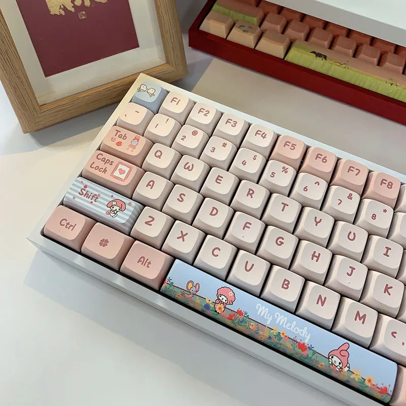 Kawaii sanrio kuromi má melodie kreslený  nový originální výškou pbt sublimace mechanická klávesnice klíčenka citlivý slavnost dar