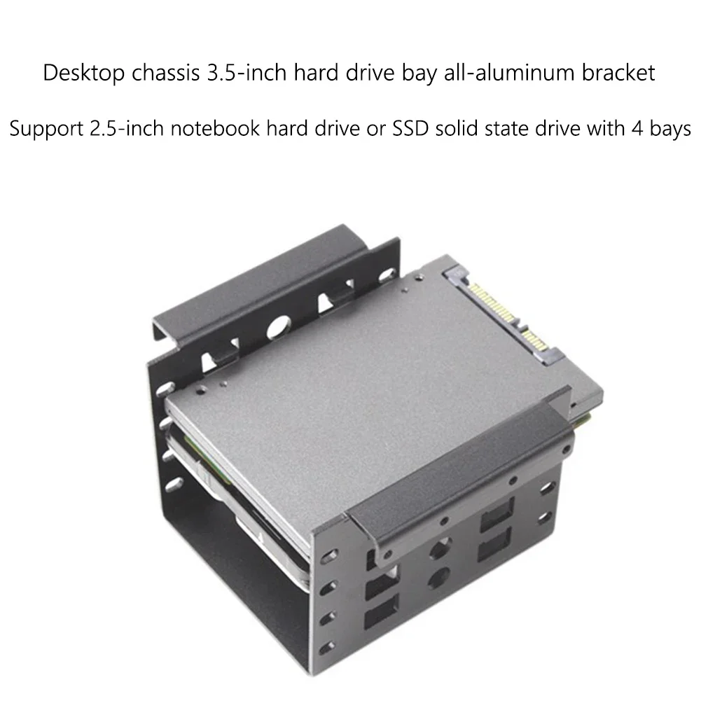 2.5 Inch to 3.5 Inch Hard Drive Caddy 4-Bay Internal Mounting Adapter Bracket Aluminum Alloy Mobile Holder
