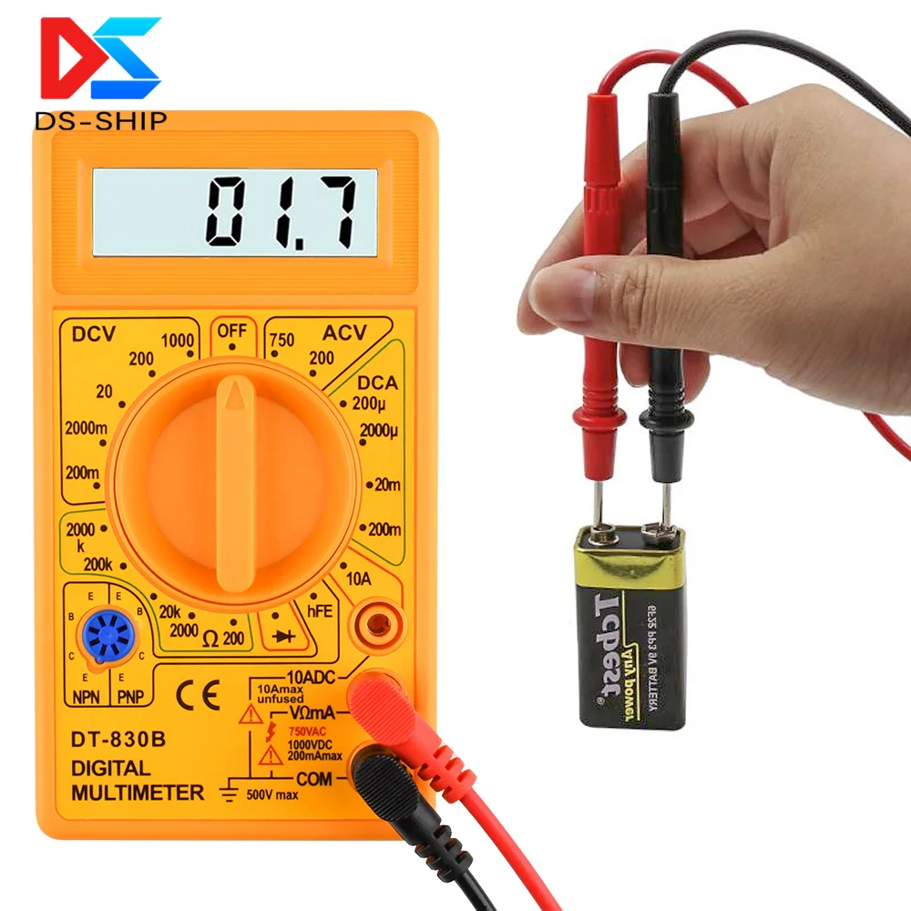 Dt830b Ac Dc Lcd Ohmmeter Digital Multimeter, Ammeter, Ohm Meter, Voltmeter, 750v 1000v Tester