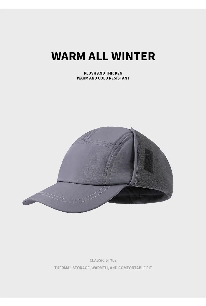 Männer Frauen Ente Zunge Kappe Herbst Winter warmer Gehörschutz wind dichter Hut gepolstert verdickt Rocker Fleece Workwear Baseball mützen – Detail 13