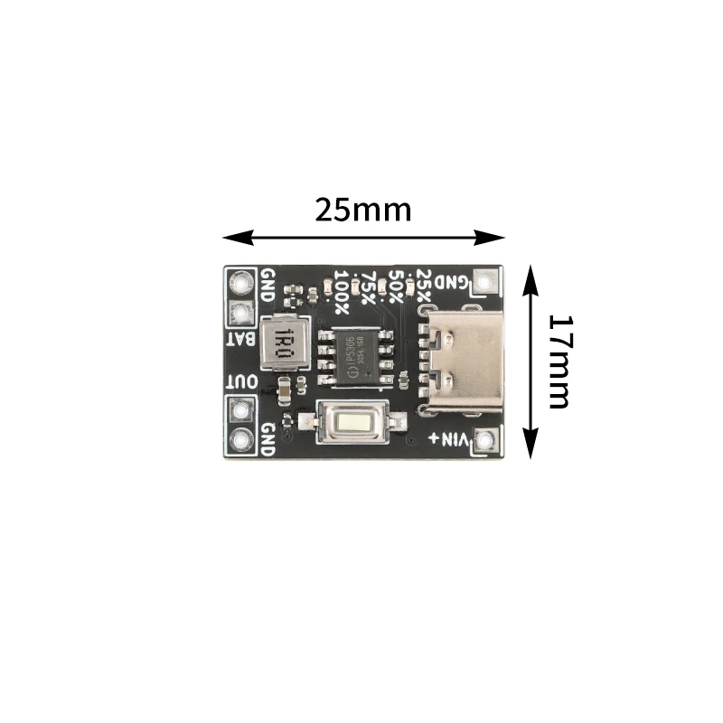 2Pcs/1Pc 5V 2A  Lithium Battery Charger Module Type-C USB Step Up Boost Board Charging Discharging Compat 4.2V Lithium Battery 6
