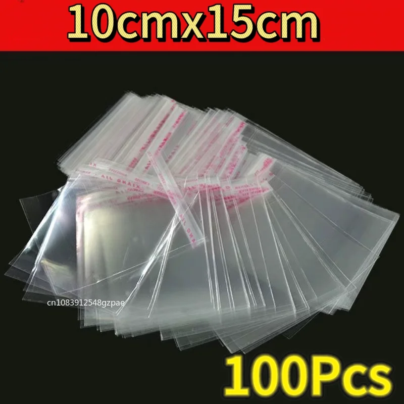 100 stks Meerdere Grootte Clear zelfklevende Cello Cellofaan Zak Zelfsluitende Kleine Plastic Zakken Voor Snoep Verpakking Hersluitbare Zakken - Variant