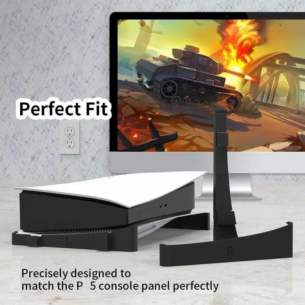 For PS5 Slim Holder Horizontal Bracket Stand With 4-Port USB Hub Base for PS5 Slim Disc & Digital Game Console Dock Mount Holder