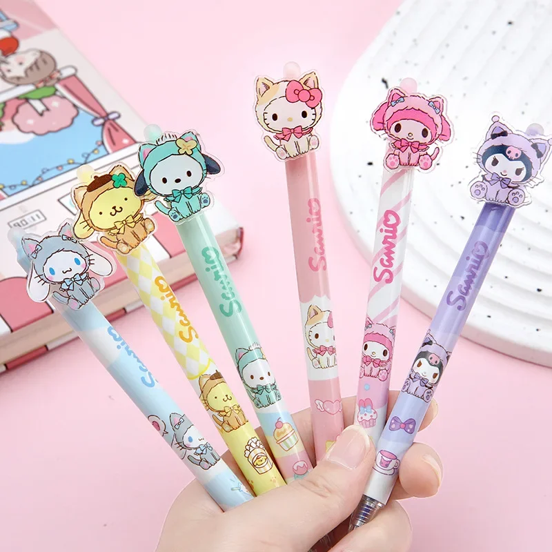 

18/36pcs New Sanrio Gel Pen Erasable Cartoon My Melody Kuromi Pens Blue 0.5 Student Stationery Cute Patch Pen School Kids Gift