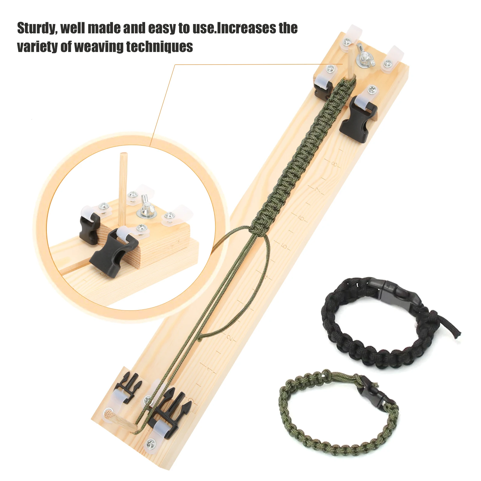 Weaving Wooden Frame Paracord Steel Needle Paracord DIY Bracelet Weaving Tool