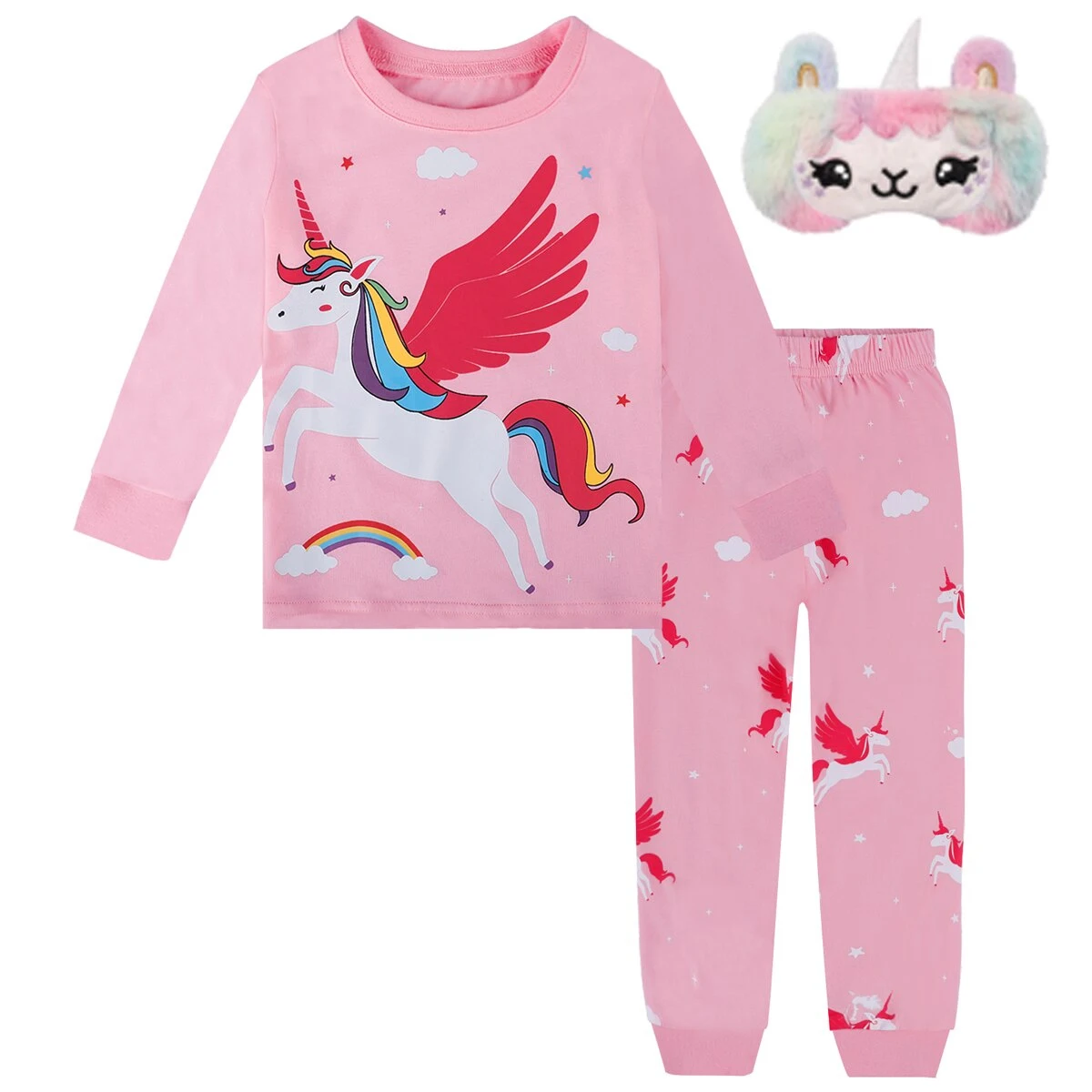 cotton nightgowns Girl Pajamas Set Baby Kids Girls Unicorn Sleepwear Toddler Fall Pyjama Children Winter Clothes Long Sleeve Pjs pajama sets button up	 Sleepwear & Robes