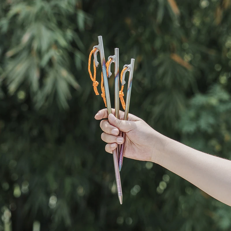 Boundless Voyage 20 24 30 35 40CM Heavy Duty Titanium Alloy Camping Tent Stakes Peg for Outdoor Trip Hiking Gardening Ti4013P
