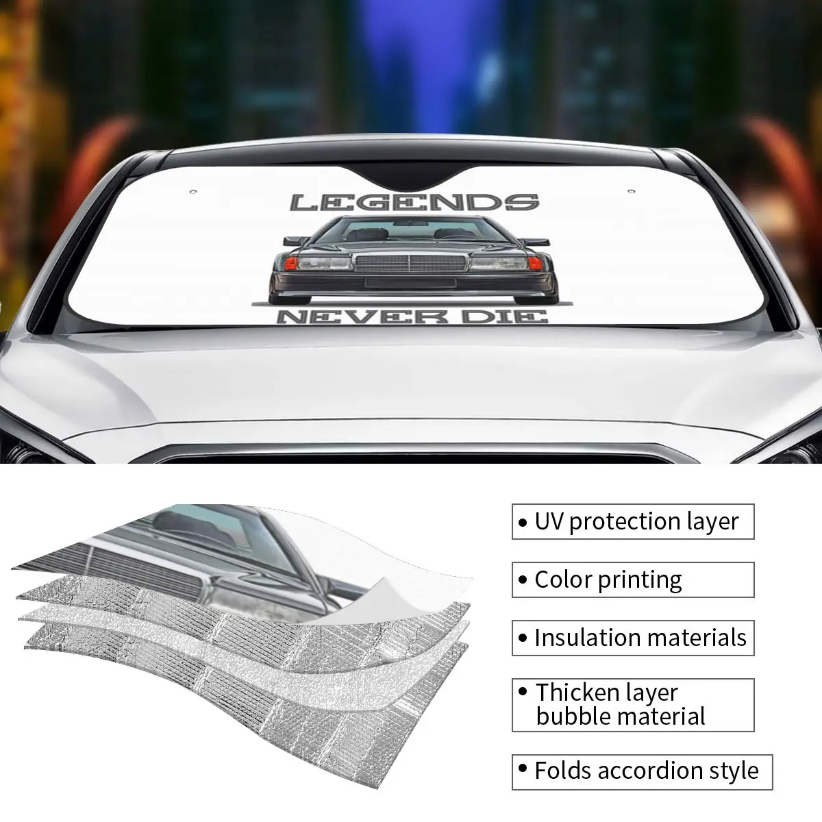 Car Sunshade Windscreen Front Window Visor 70x130cm W201 190E