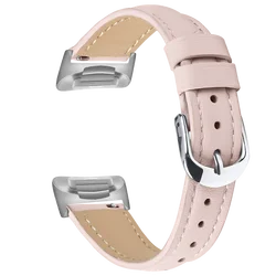 Premium Leather Strap with Classic Buckle - Replacement Wristband - Charge 6 (B Pink)