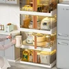 Light Luxury Plastic Kitchen Cabinets Creative Kitchen Furniture Floor Flip Locker with Door Home Living Room Multi-layer Rack Q 2