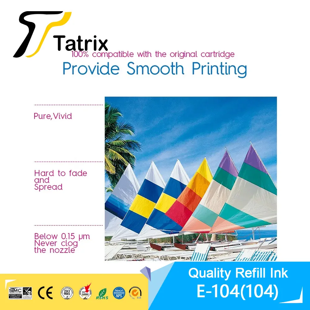 Ink Refill Tatrix 104 Premium Color Compatible Bulk Bottle Water Based Refill Ink For Epson ECOTANK ET-2821/ET-2825/ET-2826/ET-2830 Printer