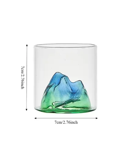 Elegant 3D Mountain Whiskey Glass Set with Wooden Gift Box