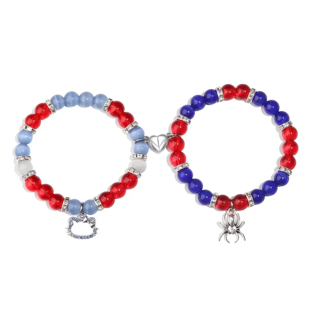 Bracelets d'amitié assortis araignée pour Couples Bracelets porte-bonheur araignée Bracelets d'amitié magnétiques pour 2 Bracelets d'Halloween