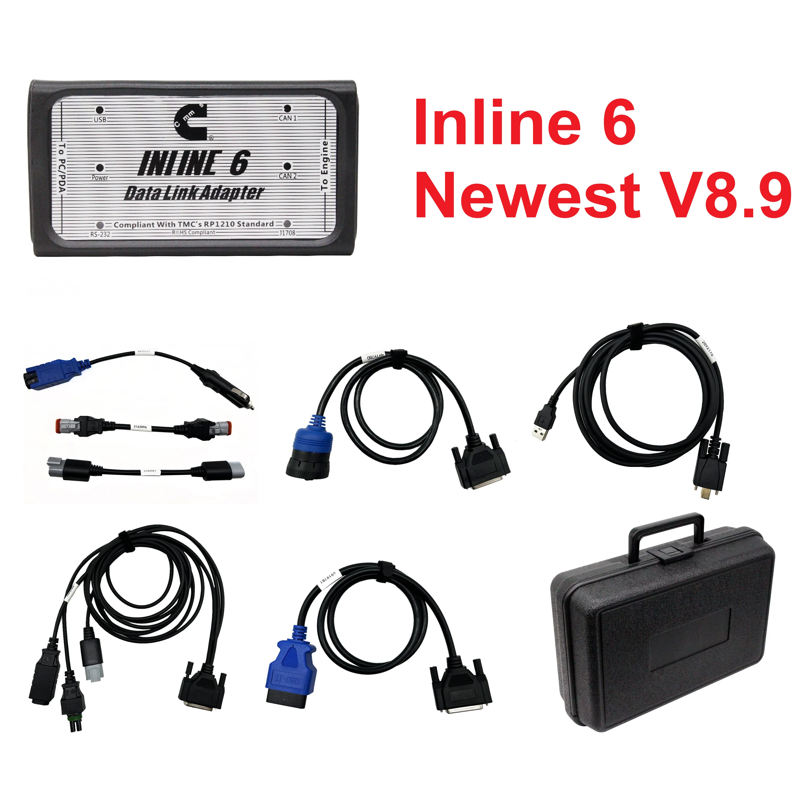 

Newest V8.9 INLINE 6 Data Link Adapter Insite Data Link Adaptor Heavy Duty Truck Diagnostic Tool