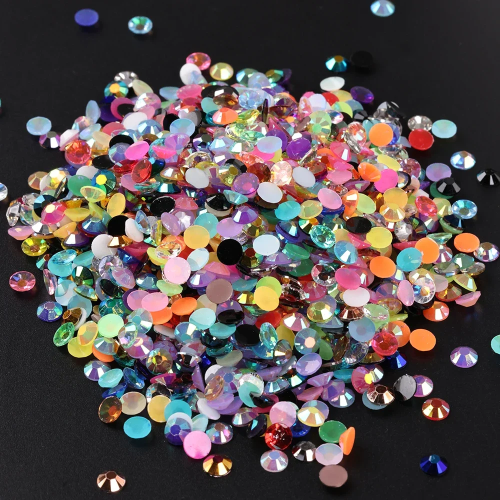 Bulk 2-6mm Jelly AB Resin Non Hot Fix Rhinestones Flat Back Plastic Crystals Strass Glitters Big Package Stones