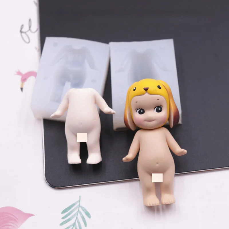 

N1HE 3D Cute Doll Body Mold, Cartoon Boy Body-shape Silicone Mould Baby Shower Birthday Gift Making Tool