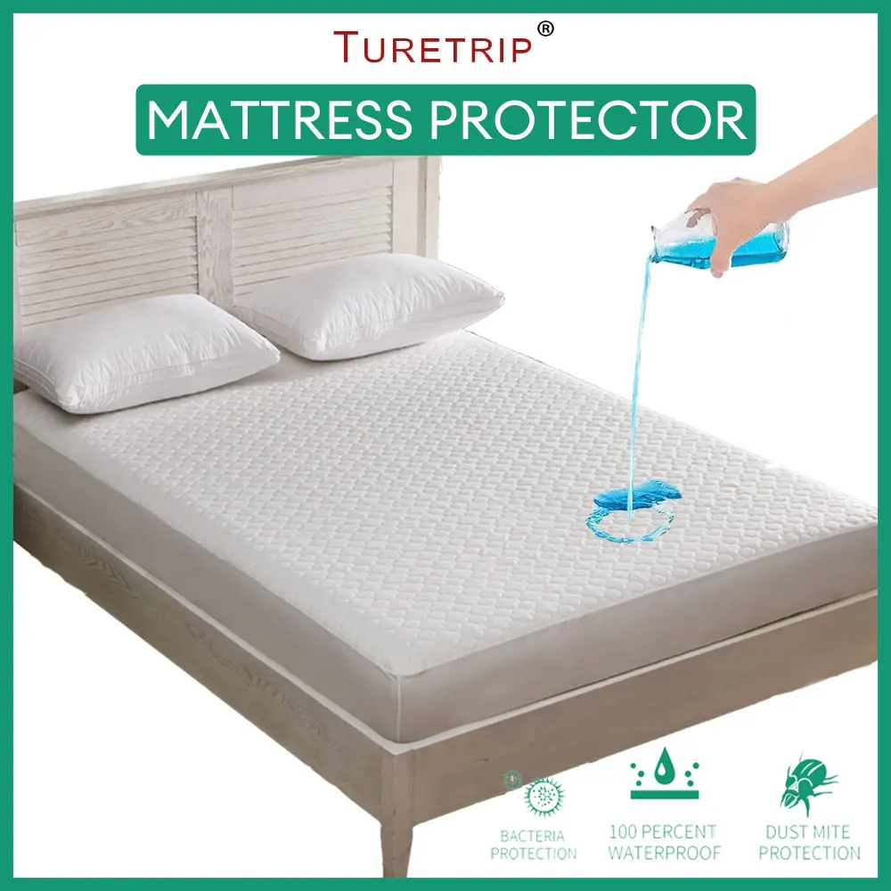 Luxury Waterproof Bed Protector Deep Pocket Jacquard Matress Cover Machine Washable Mattress Pad Cover Hypoallergenic