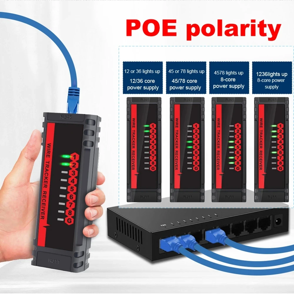 TOOLTOP ET605 Network Cable Tester RJ45/RJ11 Cable Port Test POE LAN Break Circuit Analyze Tracing Line Maintenance Tool