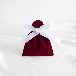 Luxury Beige Velvet Jewelry and Gift Pouches - Set of 10 - 15x20cm (White Silk)