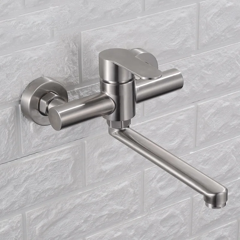 

304 stainless steel kitchen sink faucet,hot and cold entering the wall,rotatable dish-washing faucet