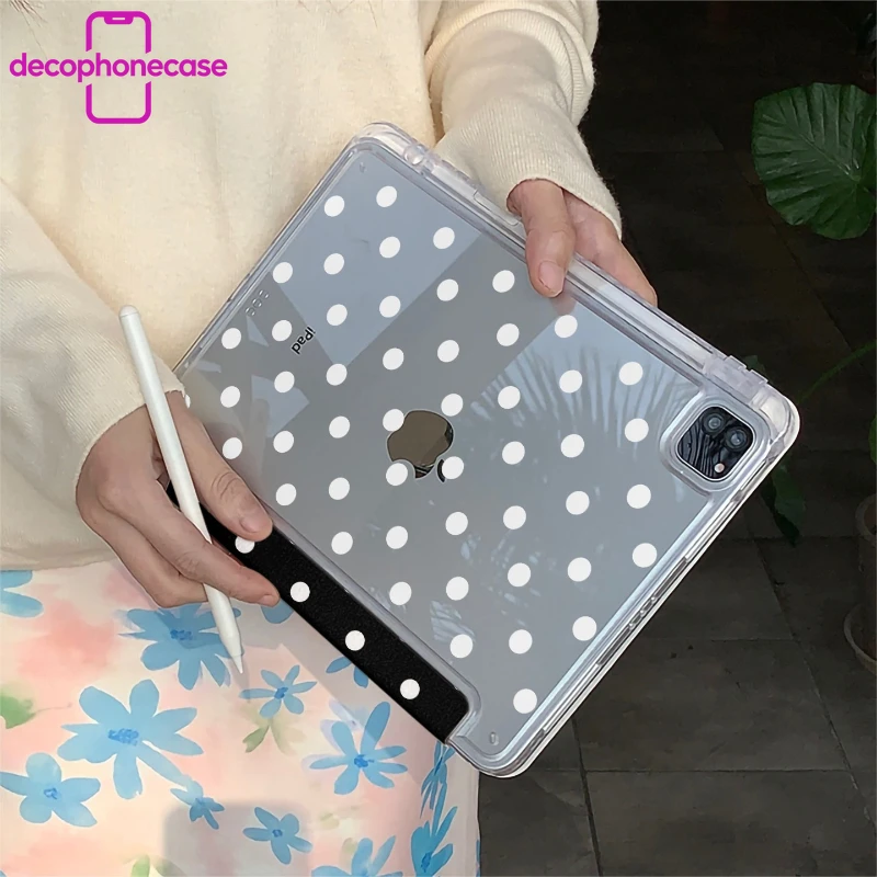 Chic Black & White Polka Dot Tri-Fold iPad Case