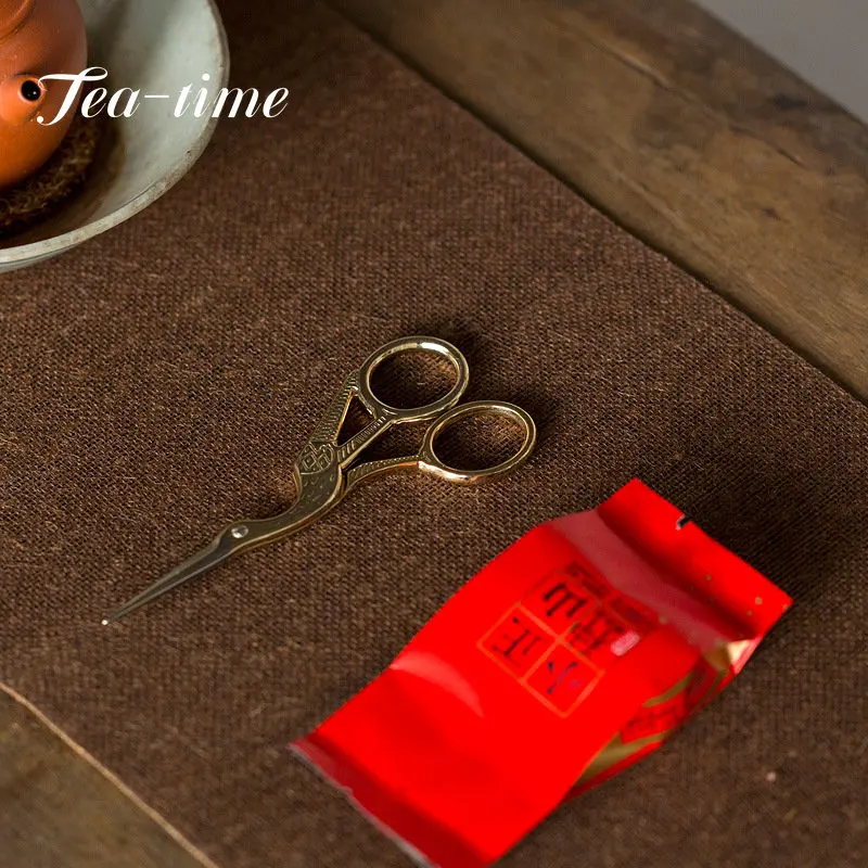 Japanese Style Retro Crane Shape Tea Knife Household Multifunction Tea Bag Package Small Scissors Ceremony Accessories Gifts