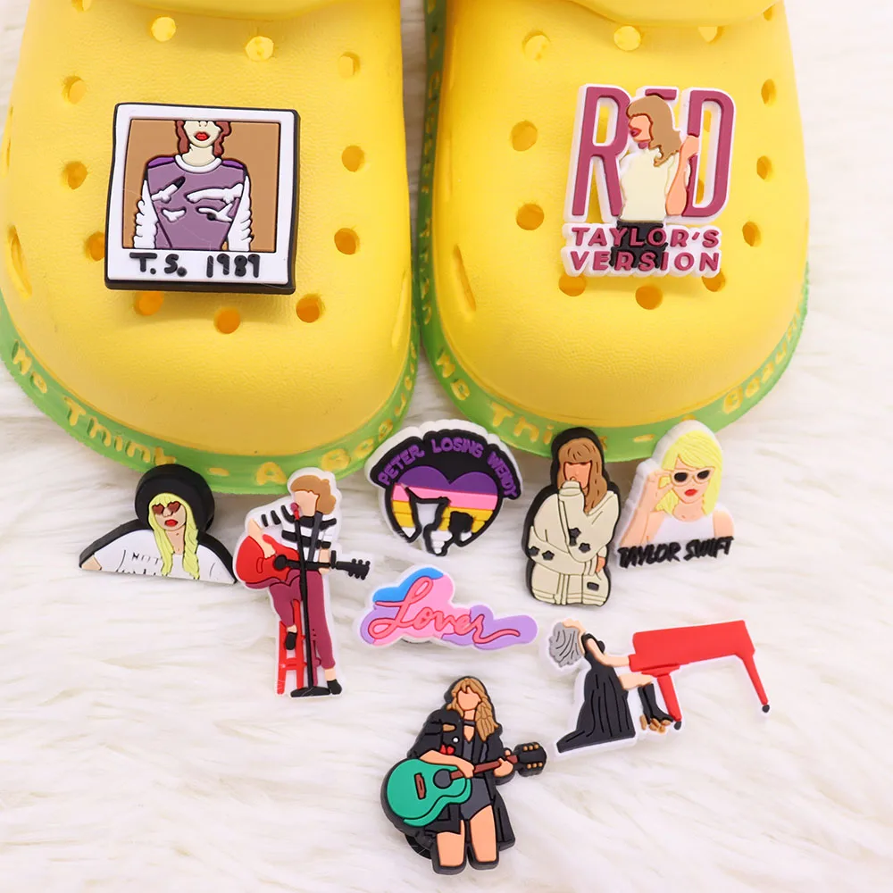 

10Pcs Red Lover Shoe Charms Accessories Pretty Singer Shoe Buckle Decoration For Kids Wristband Croc Jibz Shoes