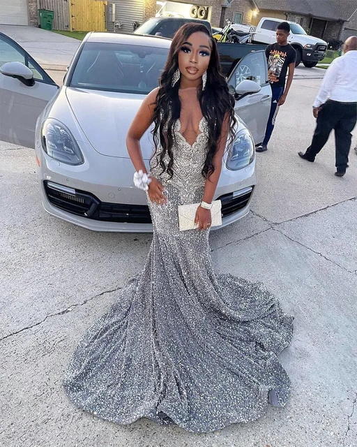 grey prom dress