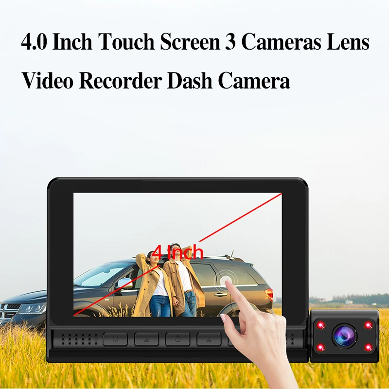 

4'' Car DVR Dual Lens HD 1080P Dash Cam Video Recorder Camera Touch Screen New Car DVR Camera Dashcam Camera IPS Touch Screen