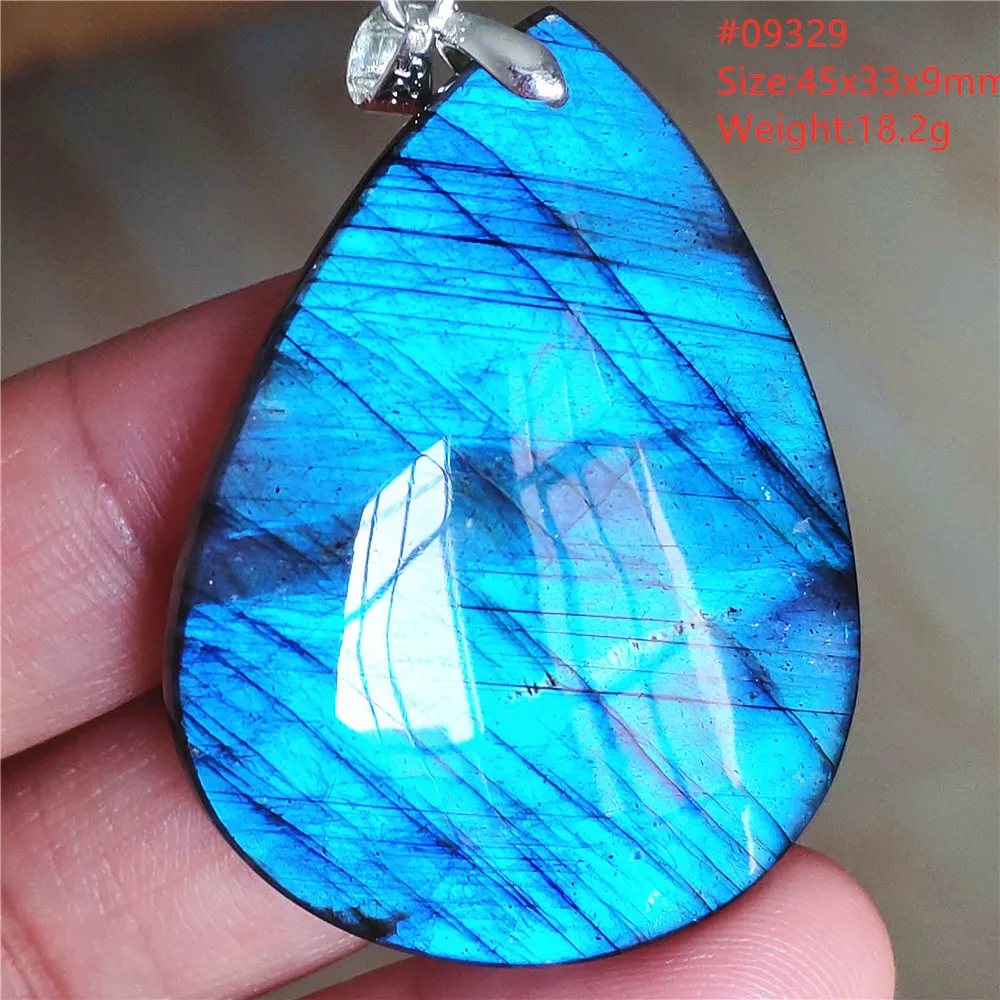 Natural Blue Light Labradorite Pendant Jewelry Water Drop Crystal Flash Labradorite Bead Necklace Women Men AAAAAA