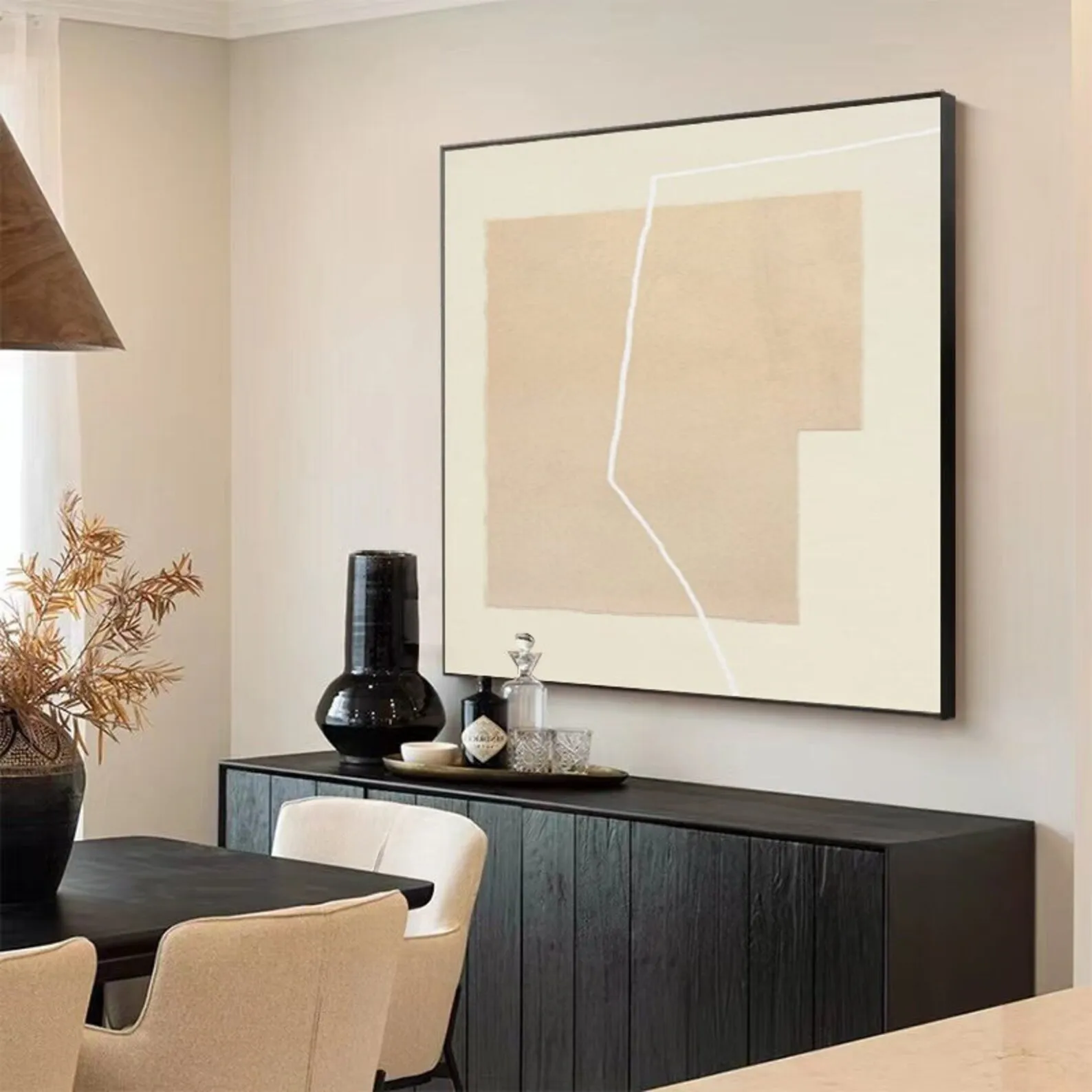 

Handmade Abstract Painting on Canvas Neutral Beige Art Large Wall art Geometric Boho Wall Painting Minimal Canvas Art Home Decor