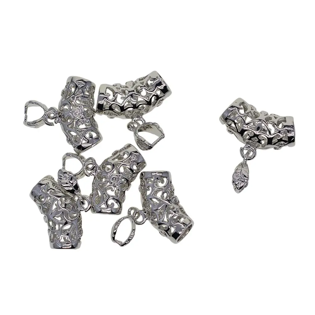 

6pcs Leaf Pinch Bails Silvery Chain Holder Phone Decor DIY Jewelry Making