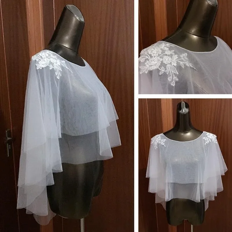 white/ivory tulle Wedding Shrug Wrap Bridal Bolero Shawl Jacket shrug dress shawl wedding cape black short shawl
